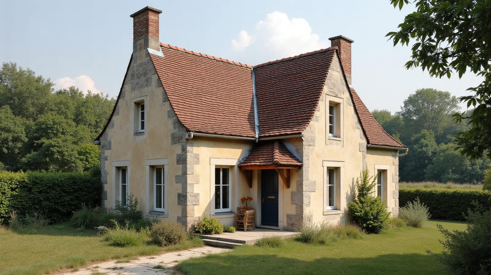 Toiture en ardoise d'une maison ancienne à Saint-Léger-sous-Cholet