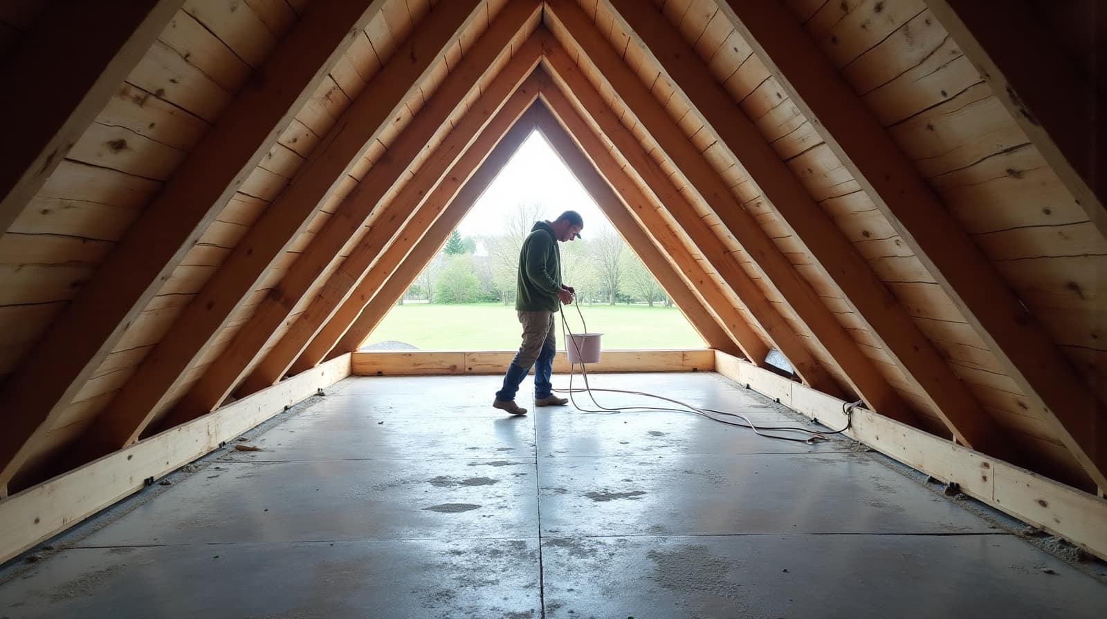 Vue rapprochée d'un écran de sous-toiture depuis les combles, marquant une zone d'humidité distincte du reste de la surface